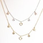 Hanging Heart & Star Pendants Necklace