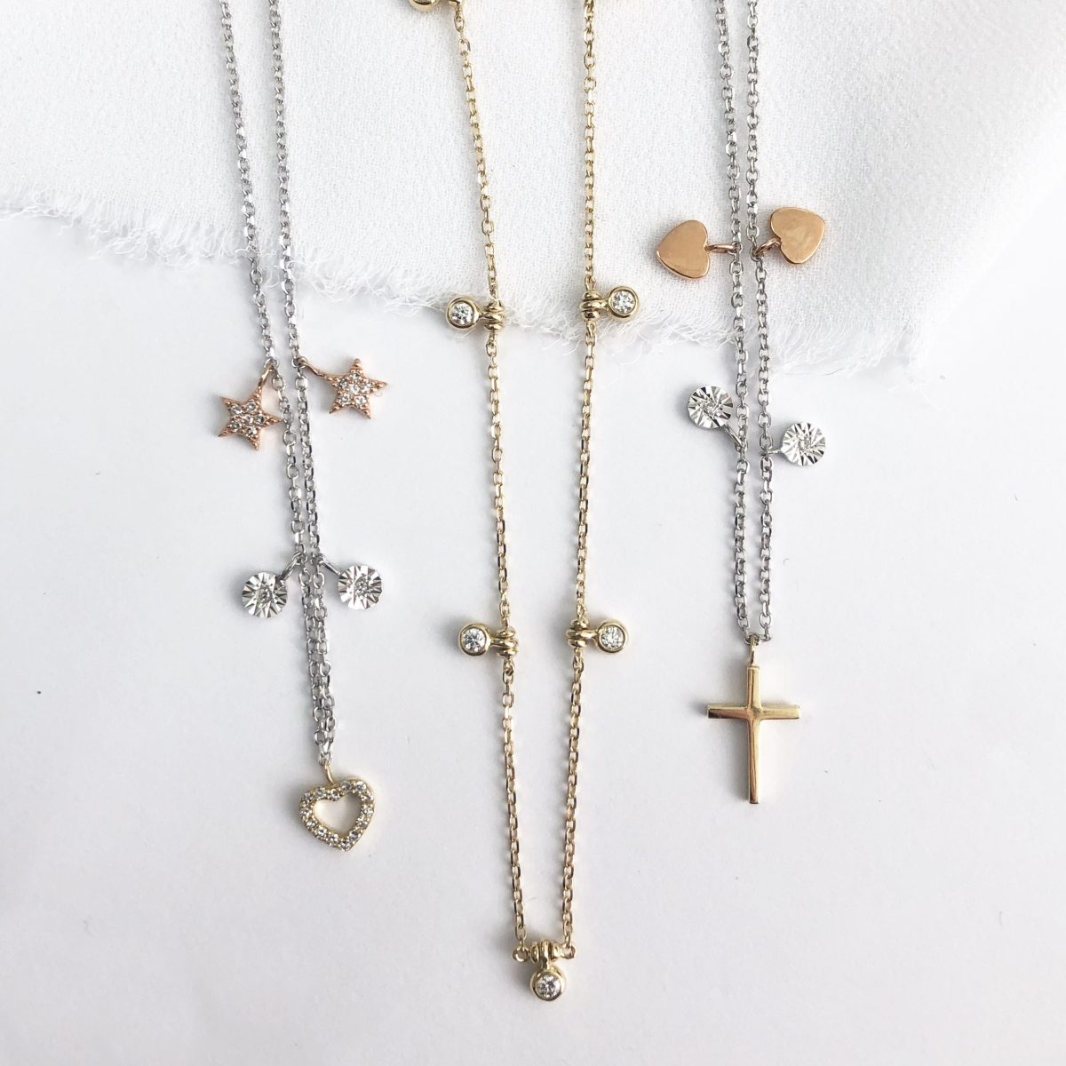 Hanging Heart & Star Pendants Necklace - Image 2