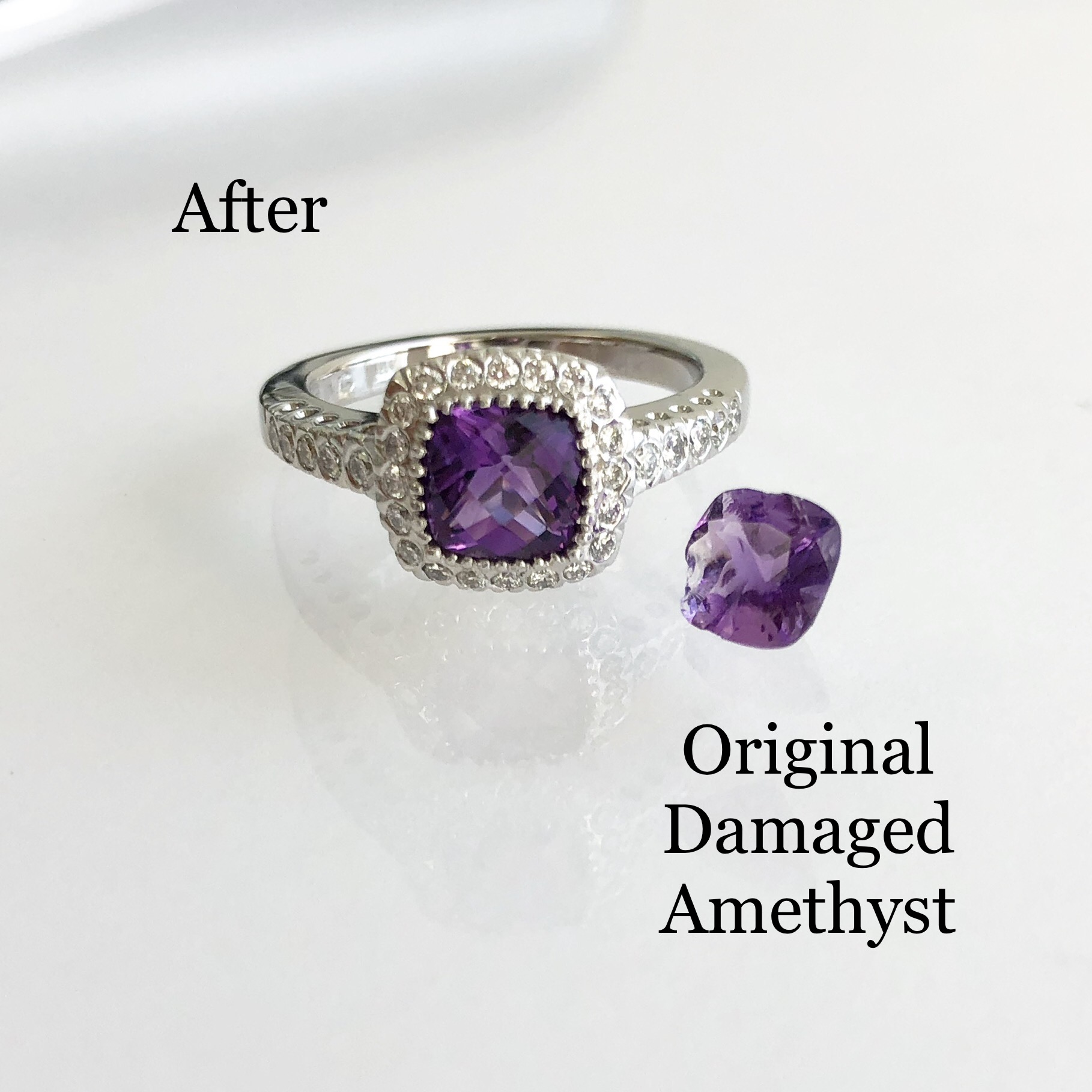 Chipped Amethyst Ring Replaced