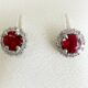 Round Ruby and Diamond Stud Earrings