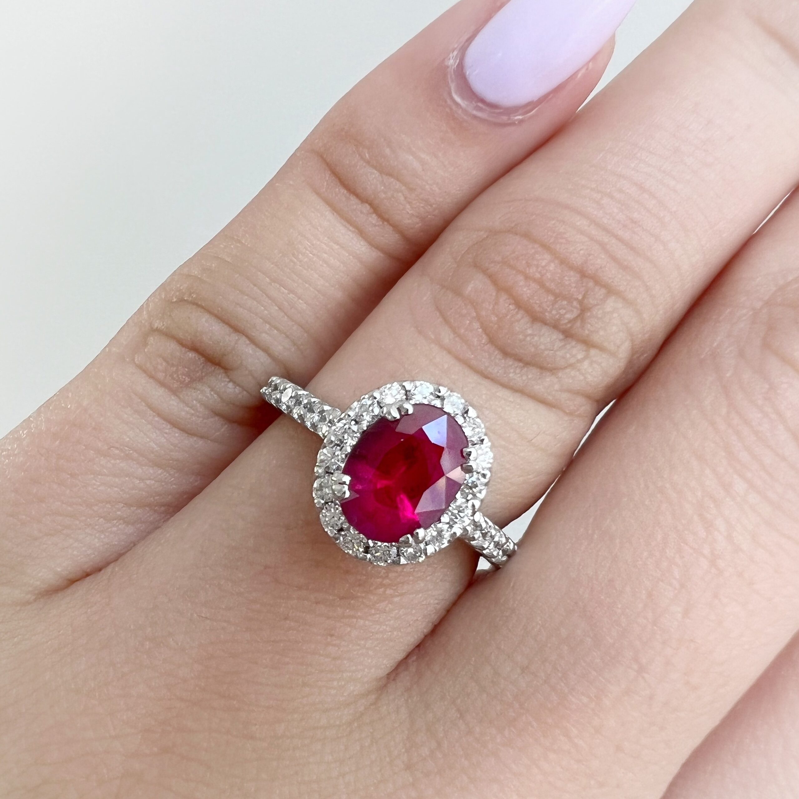 AFJ Gemstone Collection - Burmese Ruby Ring with Diamonds, 18k White G – AF  Jewelers