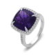 Cushion Amethyst and Diamond Halo Ring