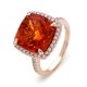 Citrine & Diamond Halo Ring