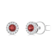 White Gold Diamond & Garnet Circle Studs