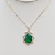 Dropshaped Green Gemstone with Diamonds Necklace