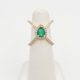 Dropshaped Green Gemstone X Ring with Diamonds