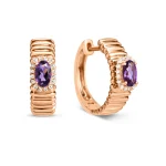 Amethyst & Diamond Fluted Huggie Earring - Image 2