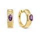 Amethyst & Diamond Fluted Huggie Earring