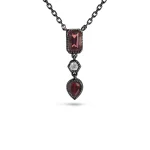 Garnet & Diamond 3 Stone Necklace - Image 4