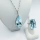 Diamond & Aquamarine Teardrop Pendant and Cocktail Ring