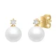 Yellow Gold Diamond & Pearl Stud Earrings