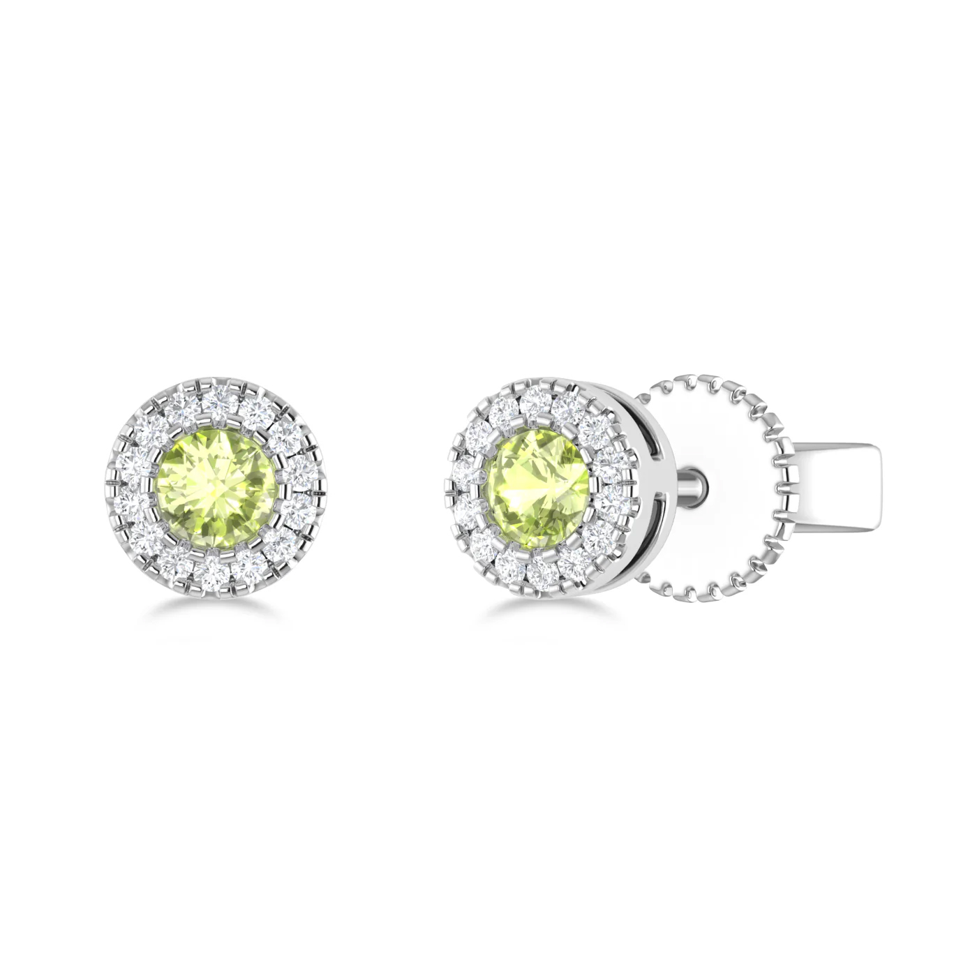 SES413988PEW copy Diamond & Peridot Circle Studs - Image 1