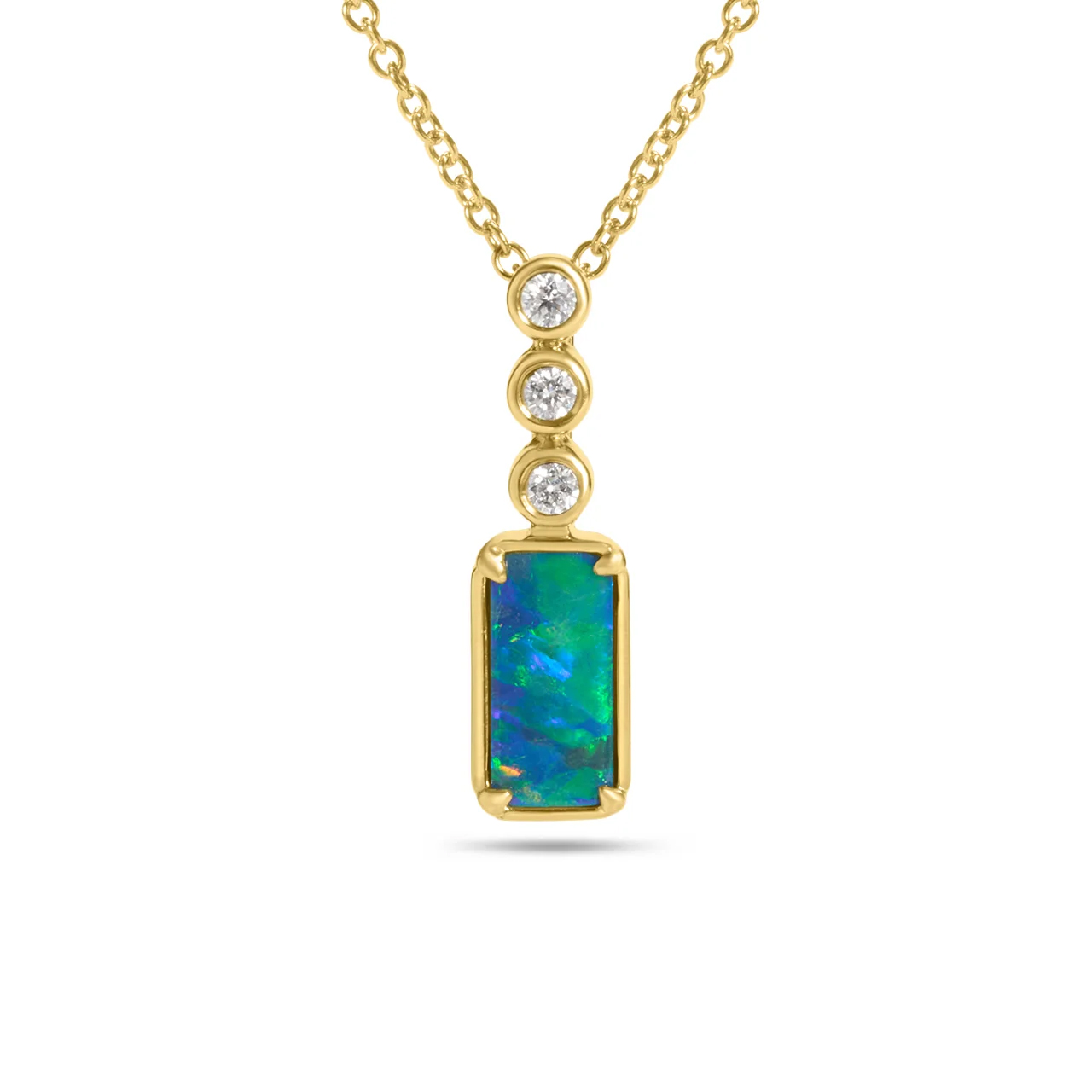 OPAL 1 copy Opal & Diamond Rectangle Bezel Necklace - Image 1